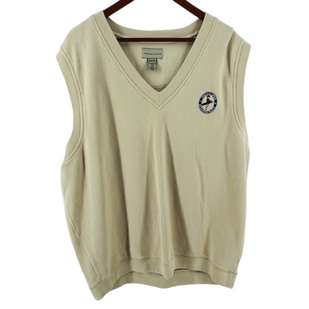 Vintage 2002 US Open Cutter & Buck Mens Tan Sweater Vest XXL 10460